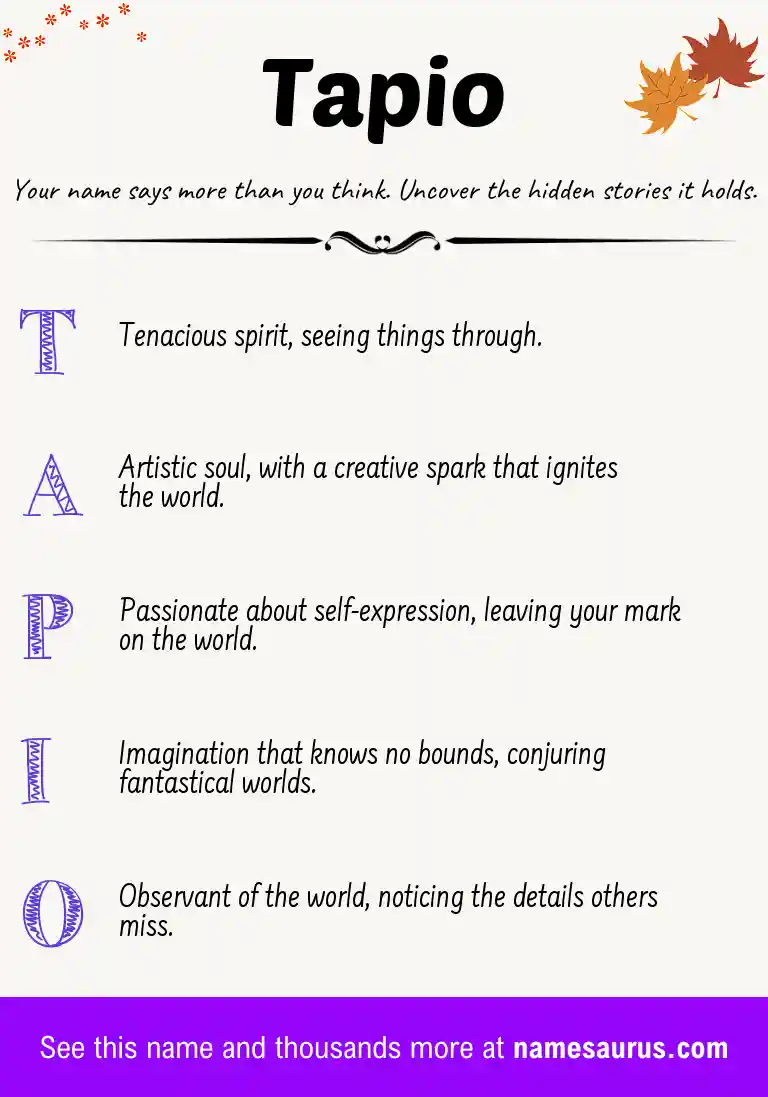 Acrostic poem about Tapio.