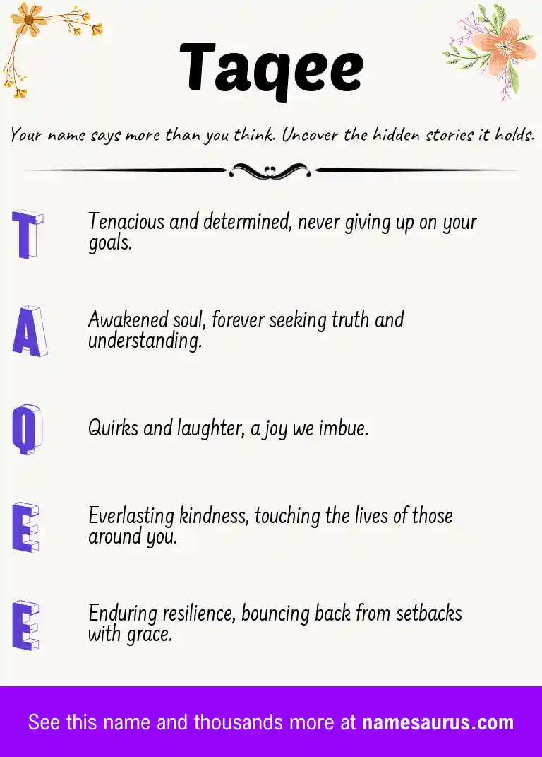 Acrostic poem about Taqee.