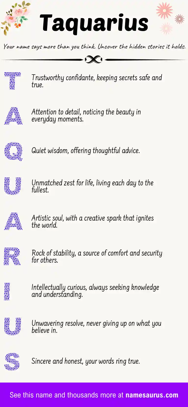 Acrostic poem about Taquarius.