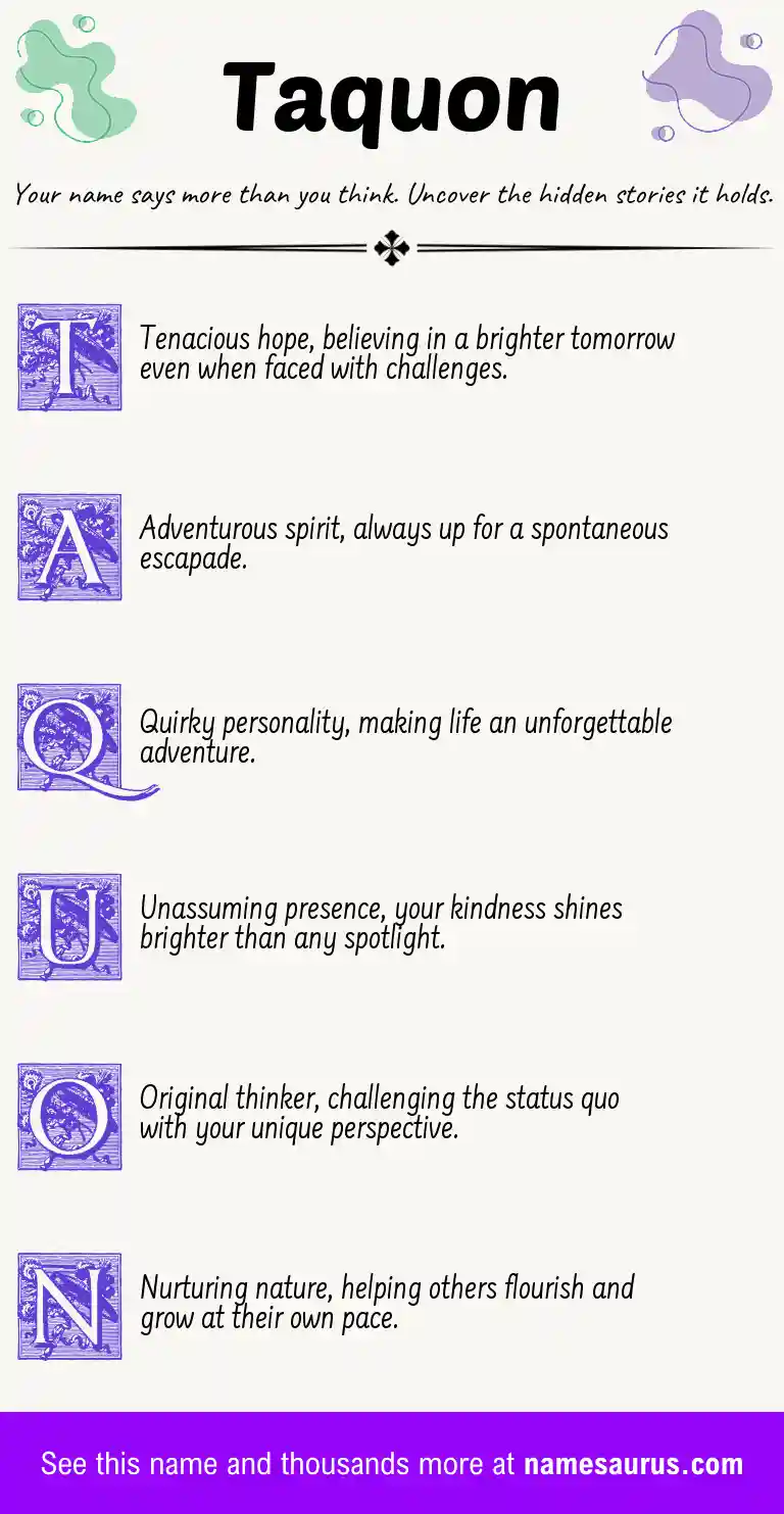 Acrostic poem about Taquon.