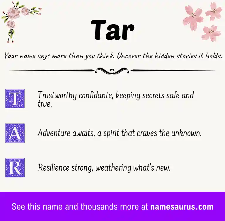 Acrostic poem about Tar.