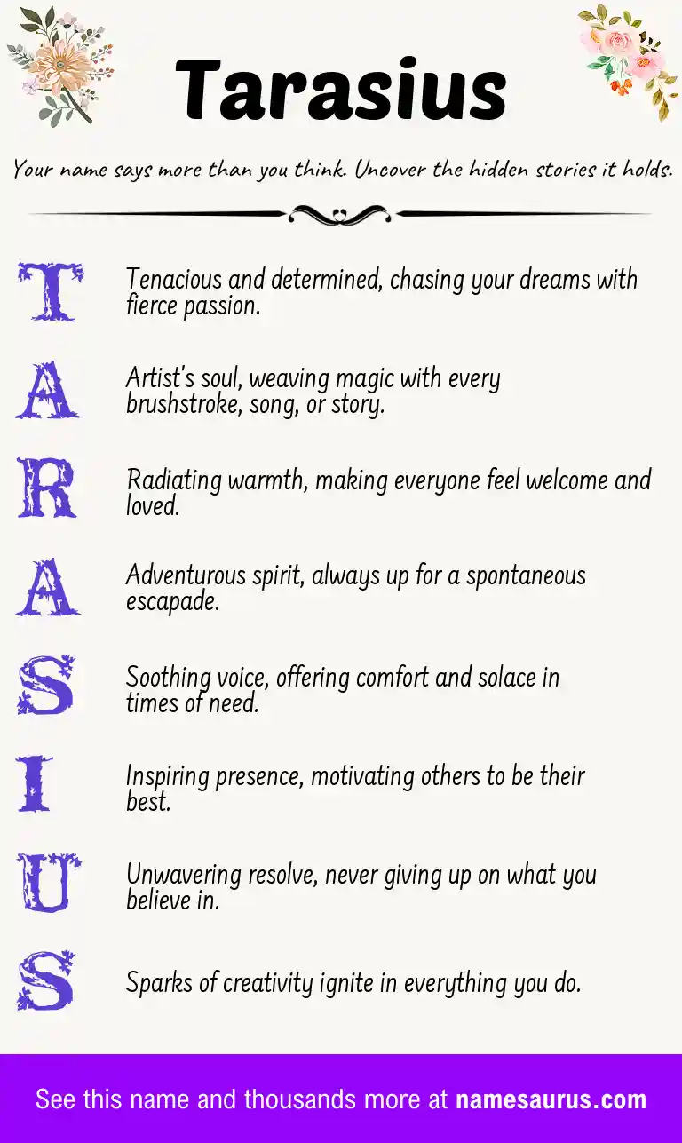 Acrostic poem about Tarasius.