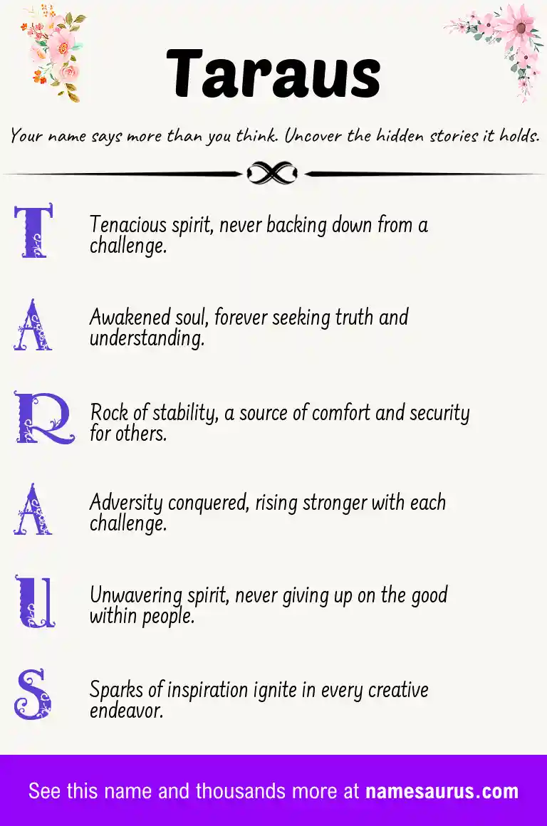 Acrostic poem about Taraus.