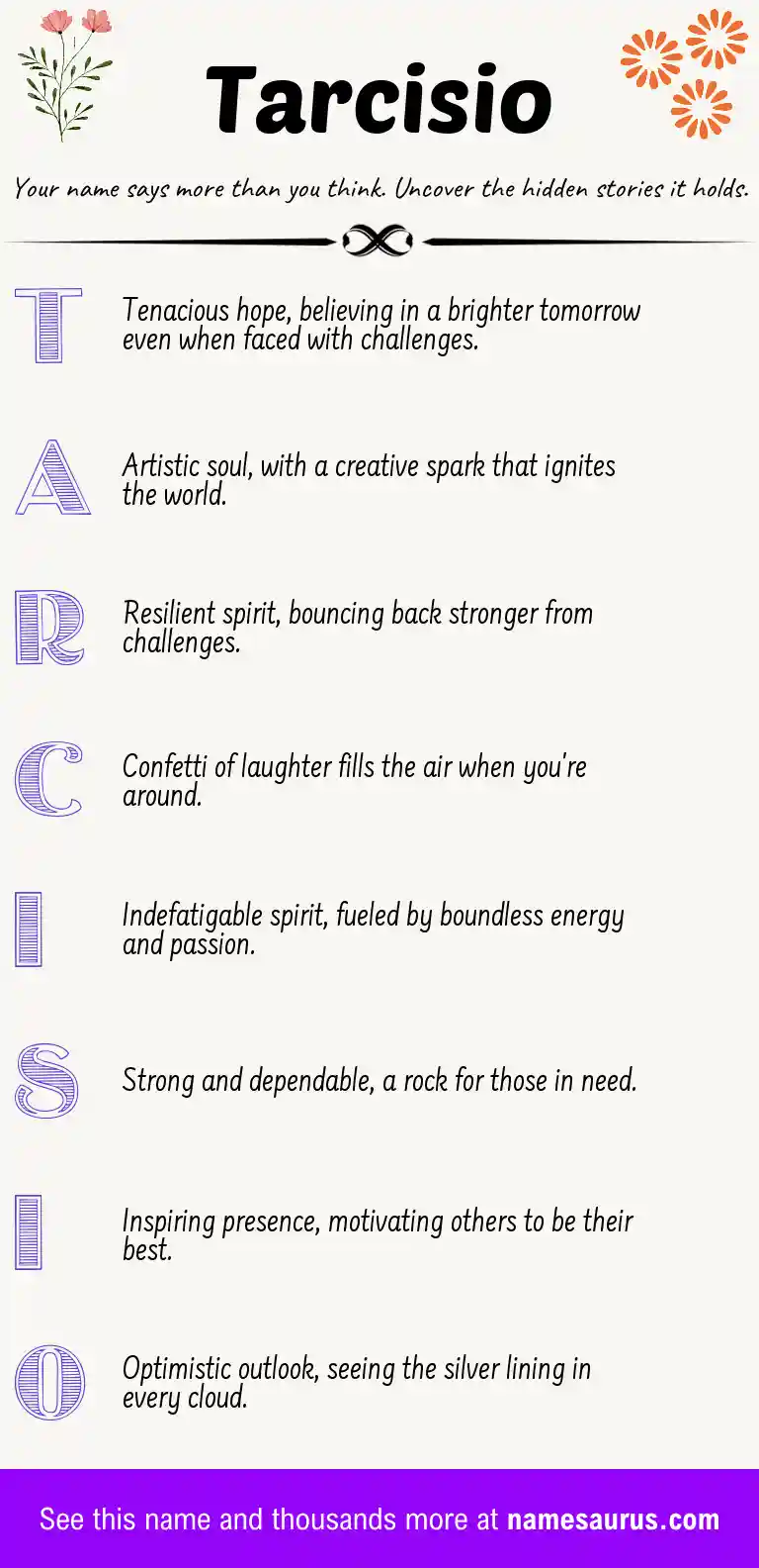 Acrostic poem about Tarcisio.