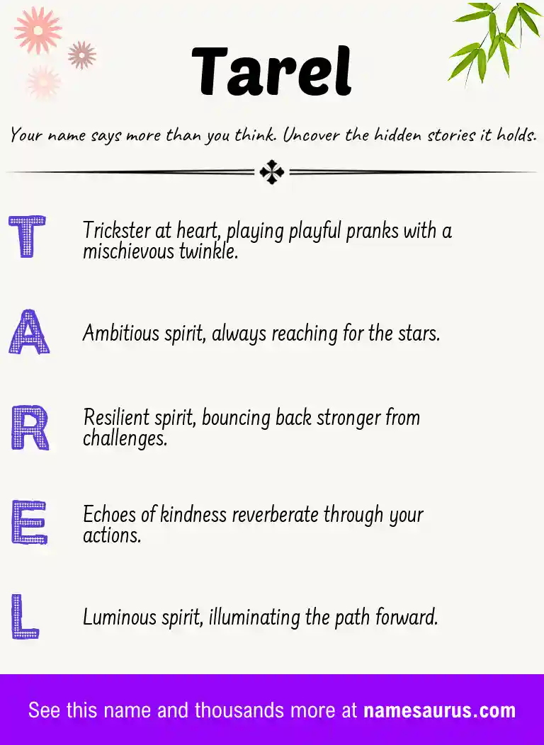 Acrostic poem about Tarel.