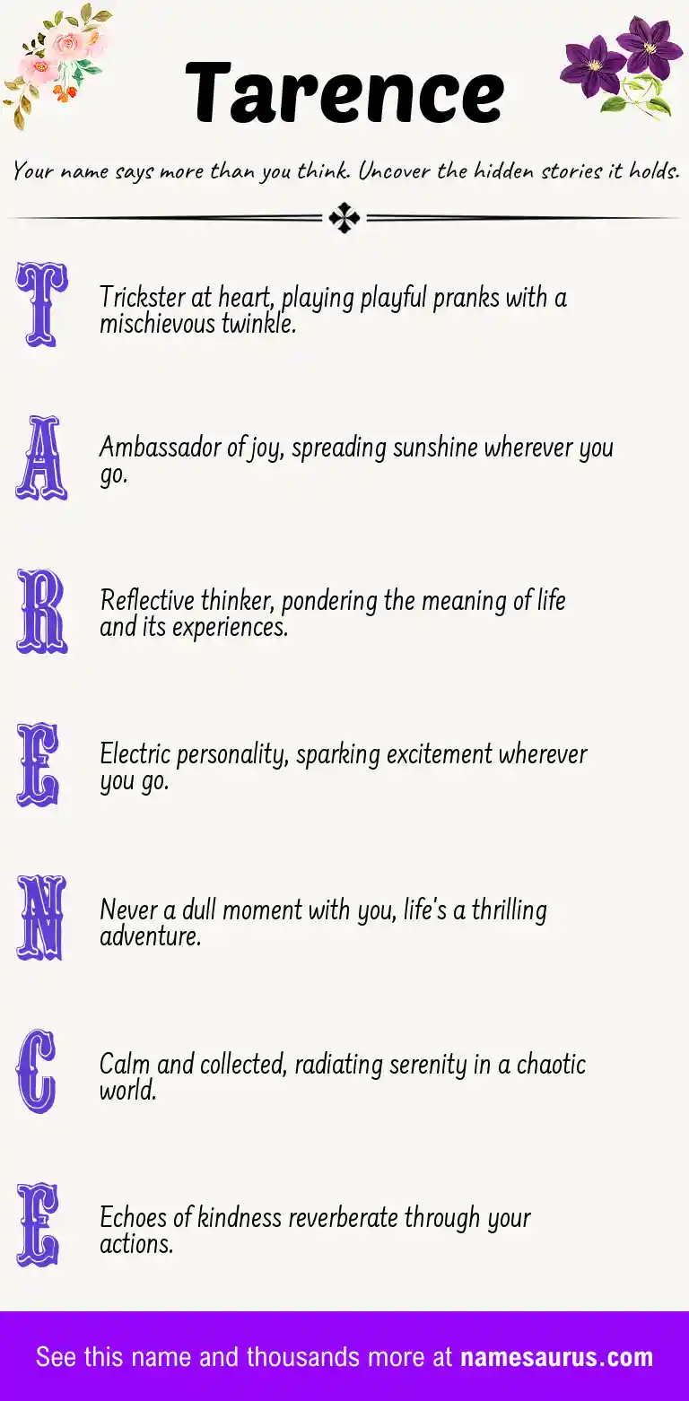 Acrostic poem about Tarence.