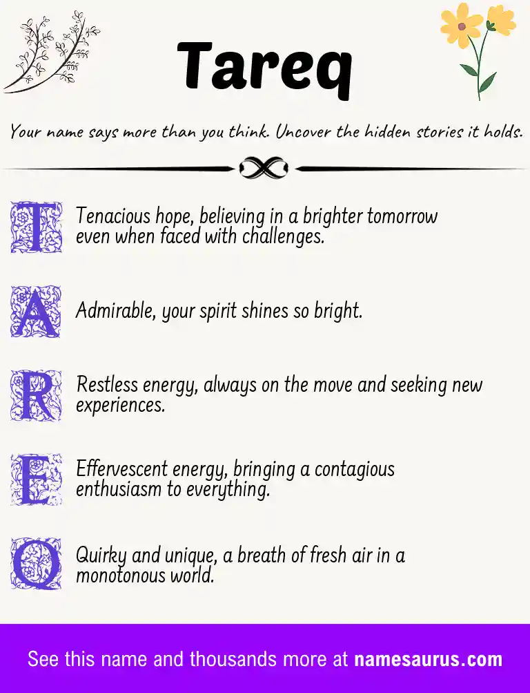 Acrostic poem about Tareq.