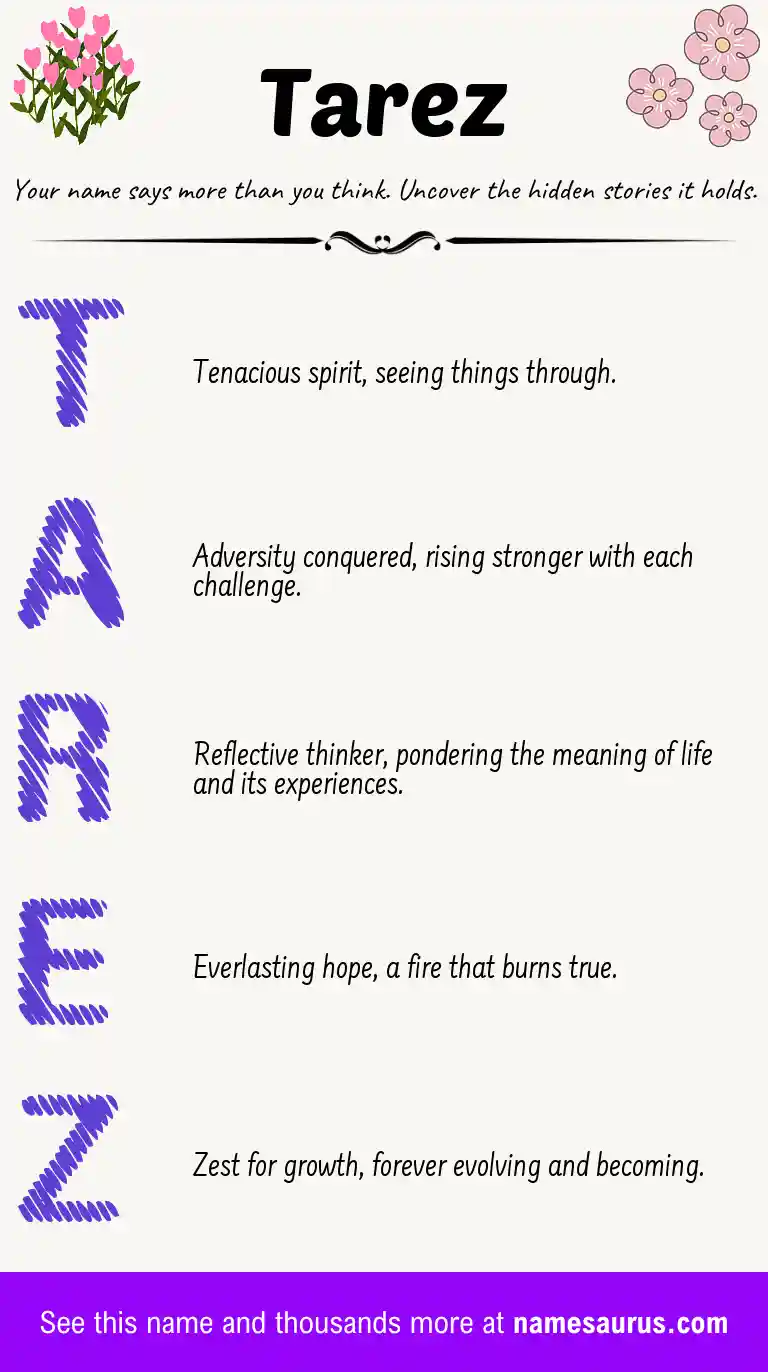 Acrostic poem about Tarez.