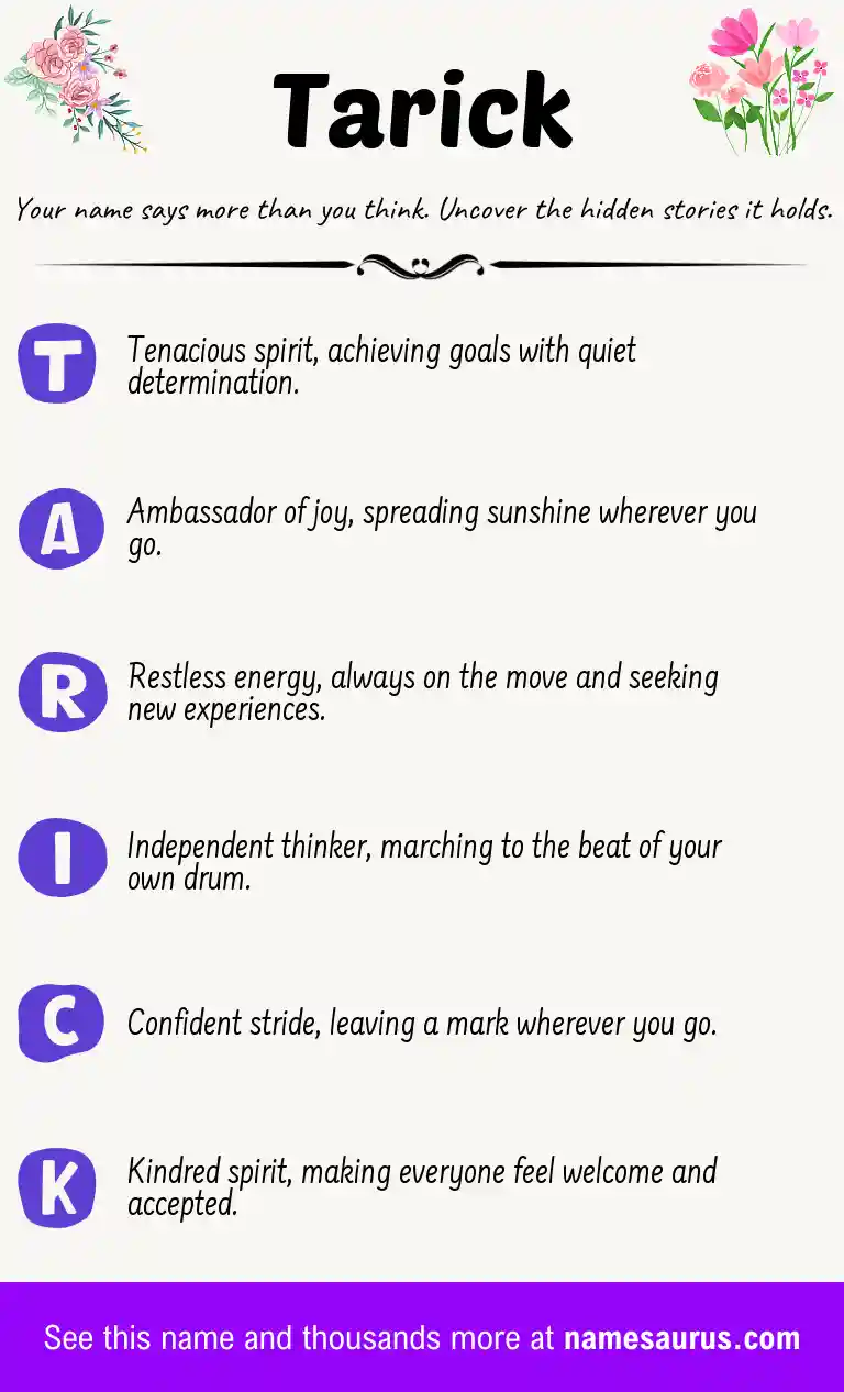 Acrostic poem about Tarick.