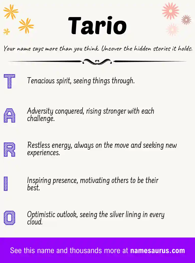 Acrostic poem about Tario.