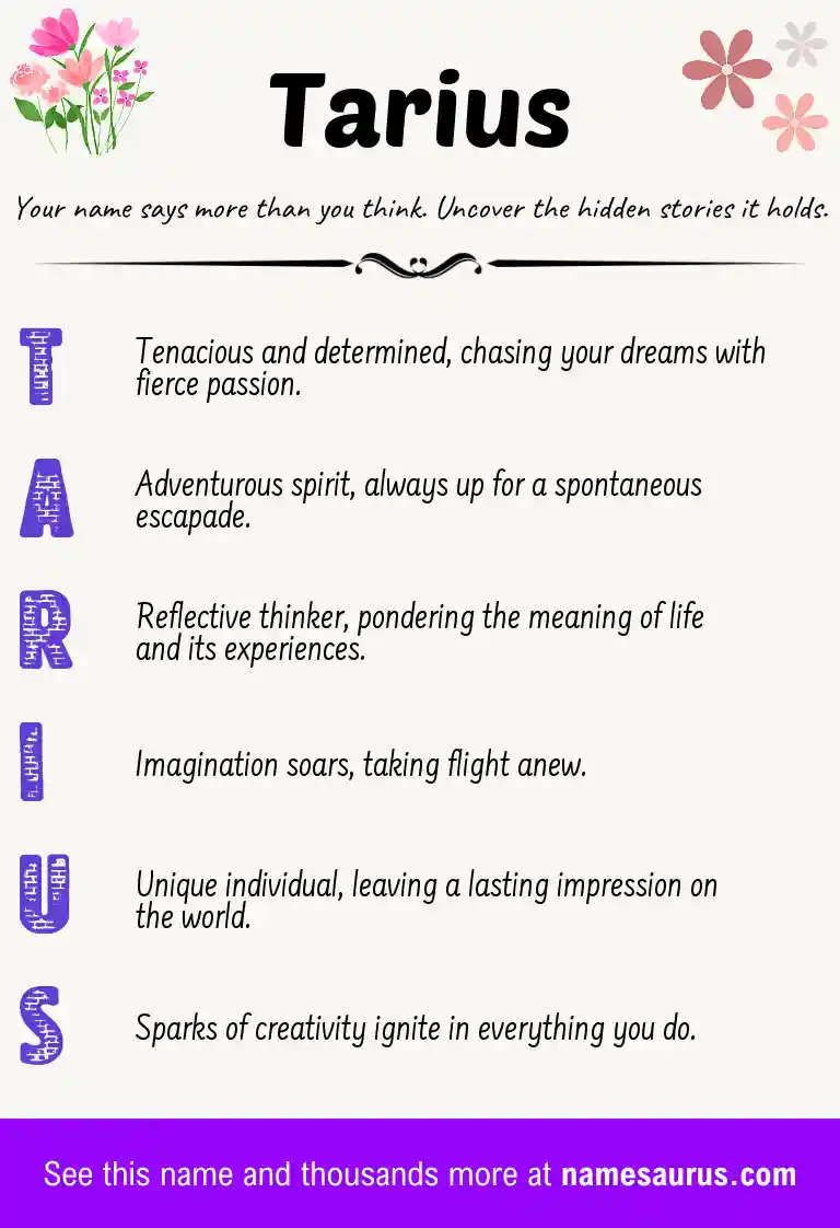 Acrostic poem about Tarius.