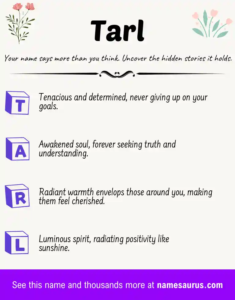 Acrostic poem about Tarl.