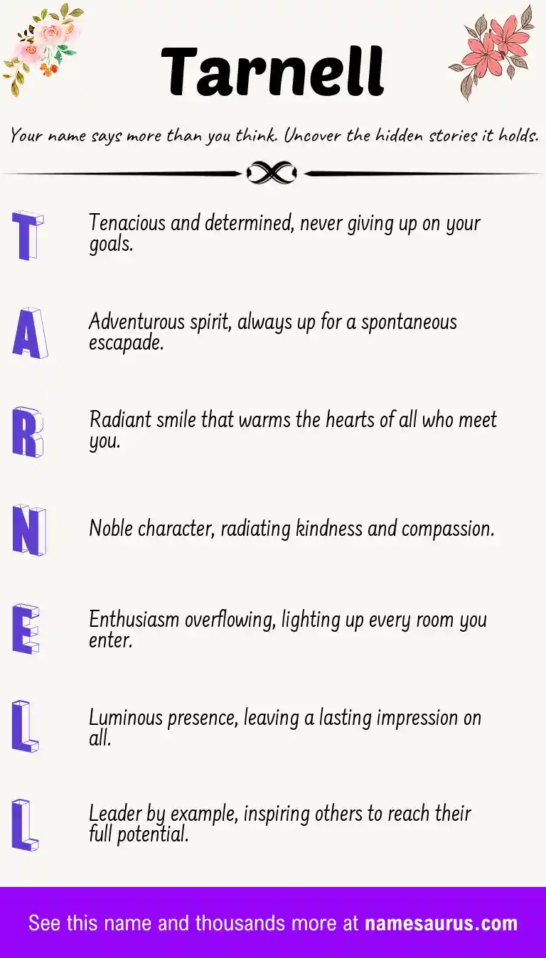 Acrostic poem about Tarnell.