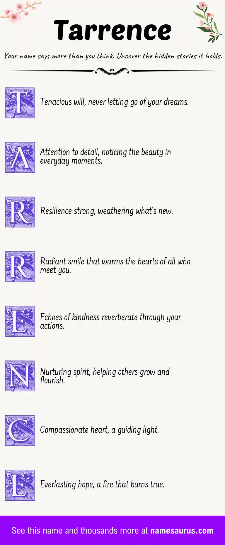 Acrostic poem about Tarrence.