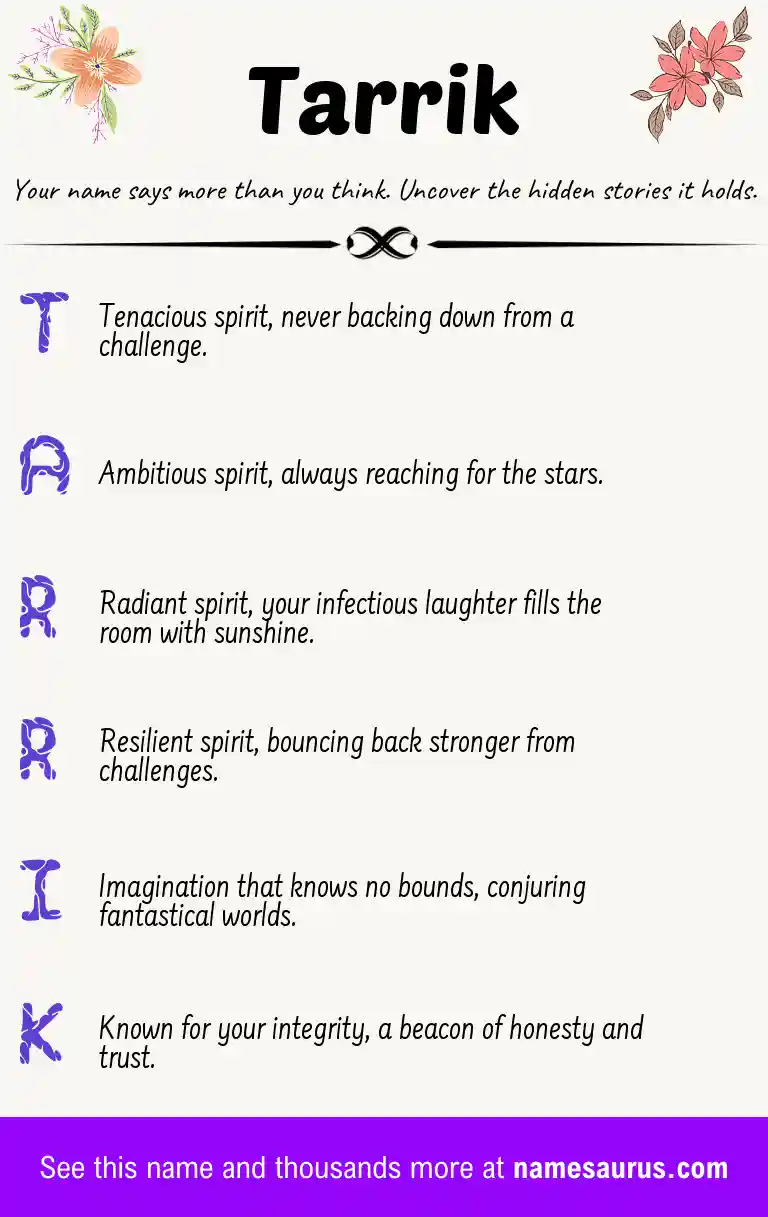 Acrostic poem about Tarrik.