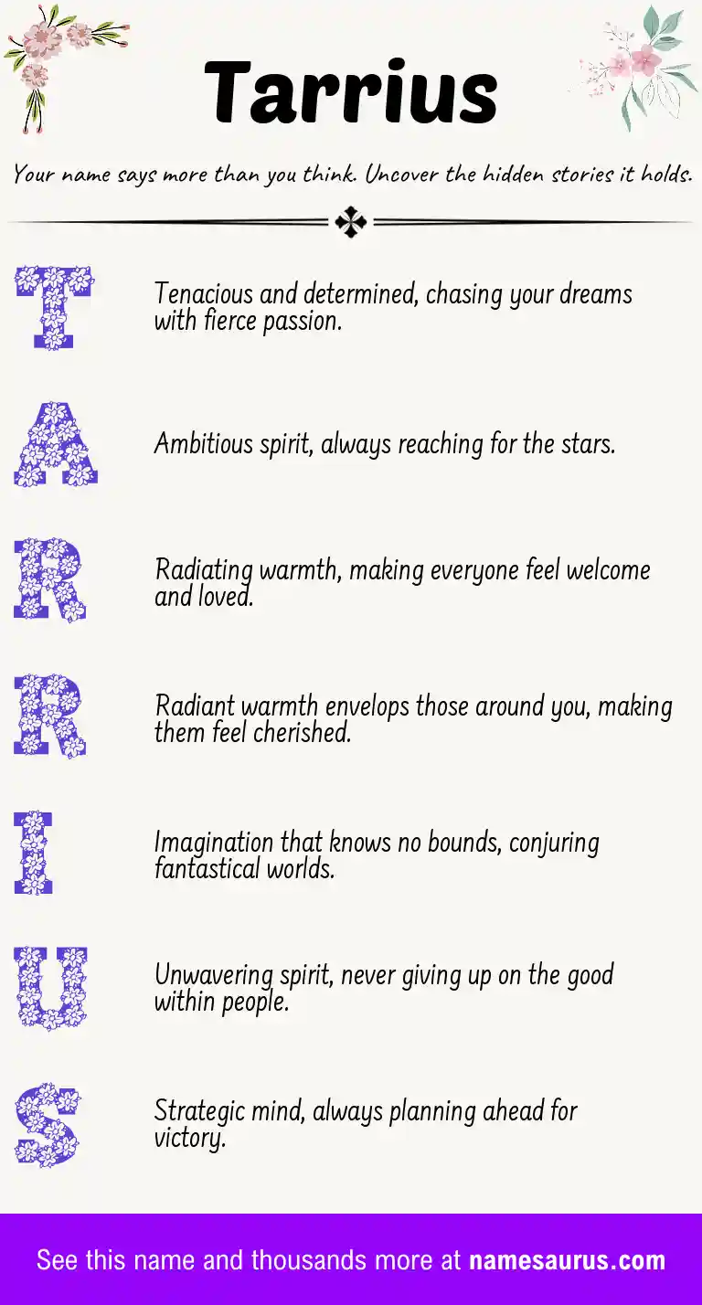 Acrostic poem about Tarrius.