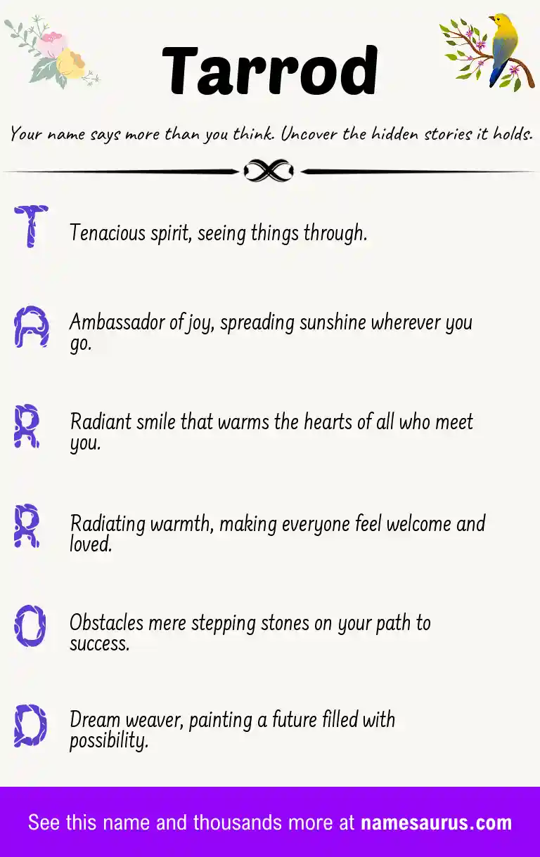 Acrostic poem about Tarrod.
