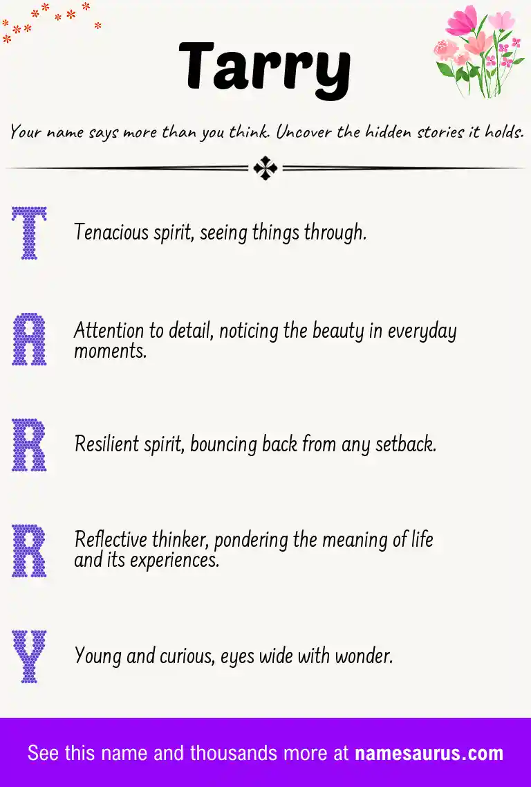 Acrostic poem about Tarry.