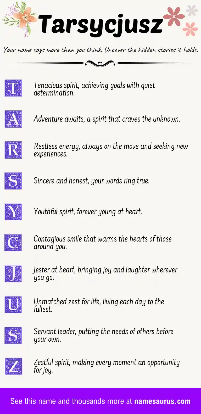 Acrostic poem about Tarsycjusz.