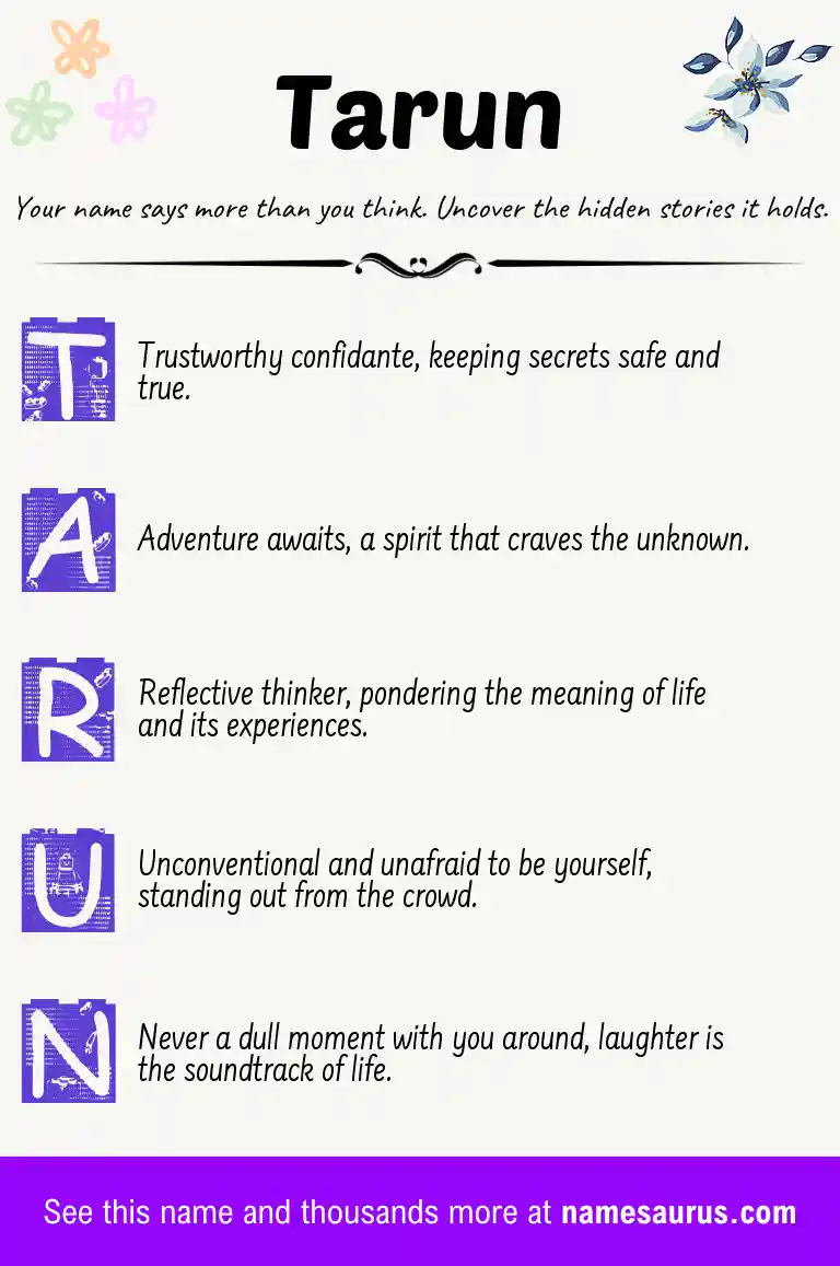 Acrostic poem about Tarun.