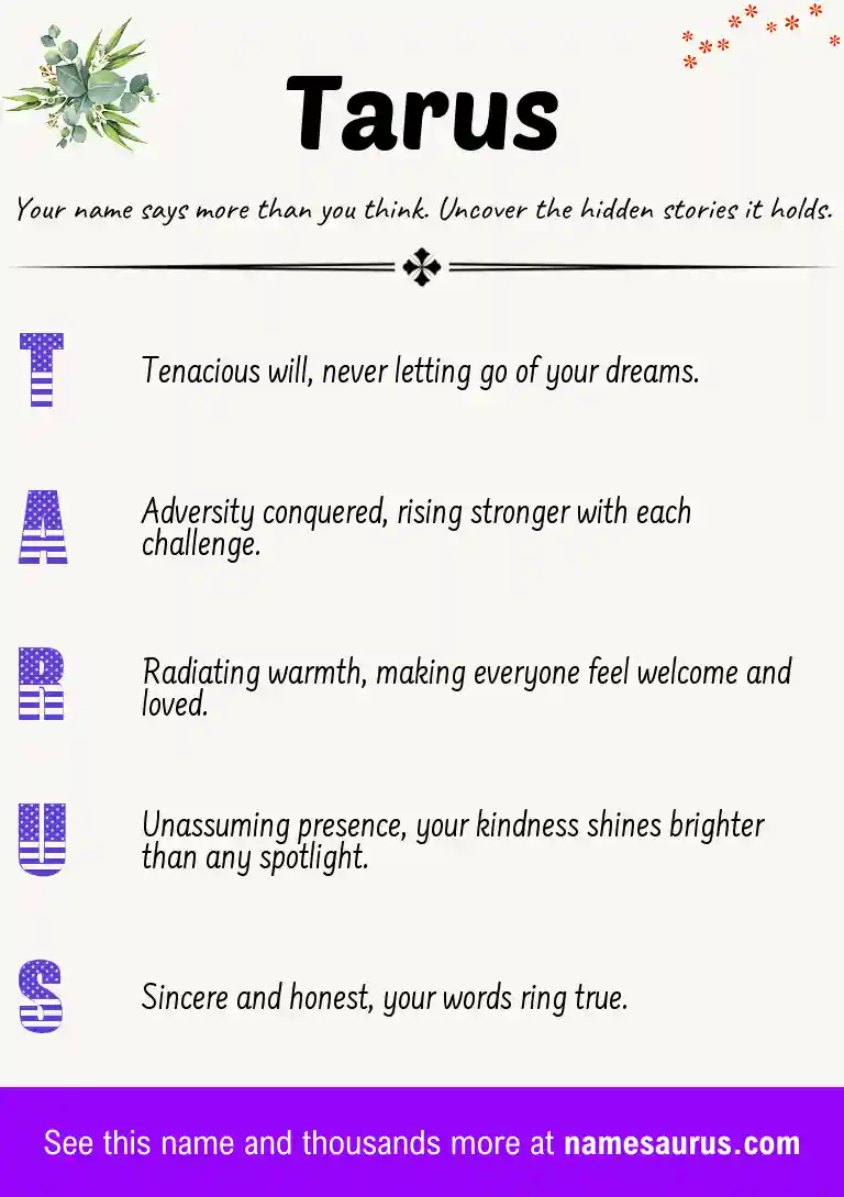 Acrostic poem about Tarus.