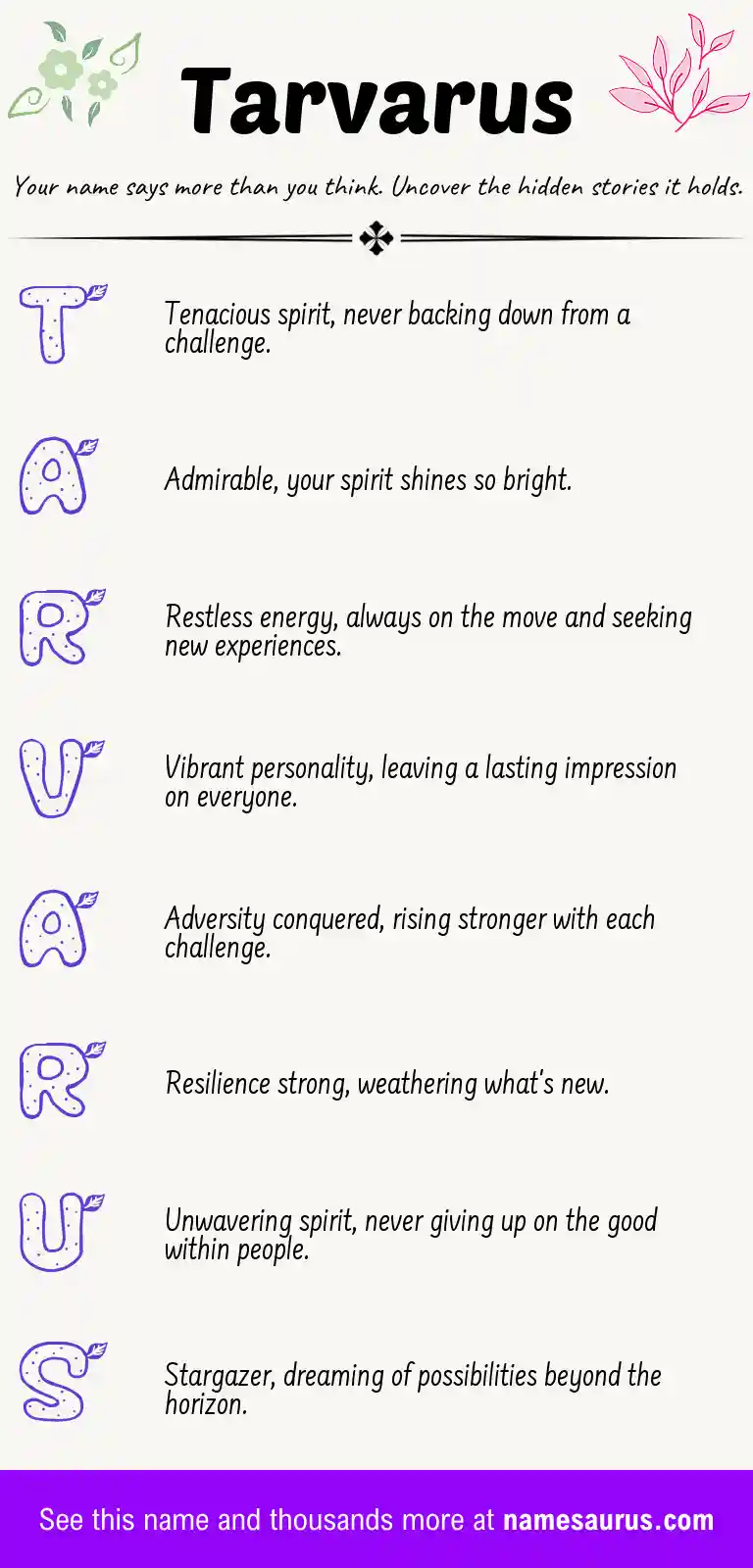 Acrostic poem about Tarvarus.