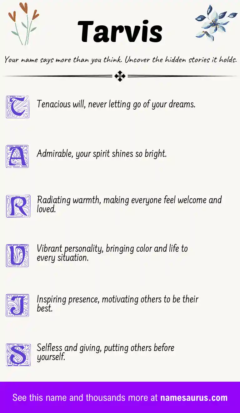 Acrostic poem about Tarvis.