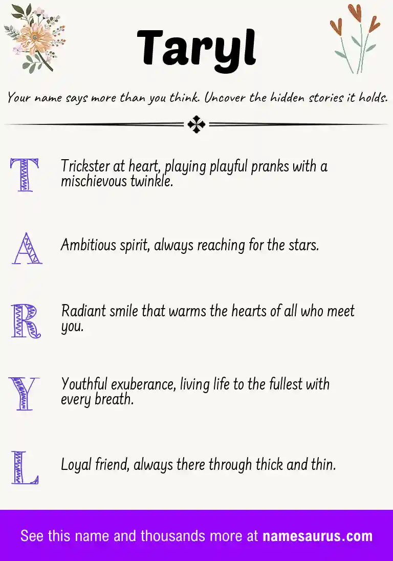 Acrostic poem about Taryl.