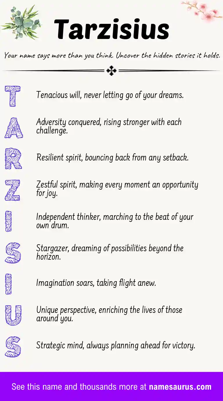 Acrostic poem about Tarzisius.