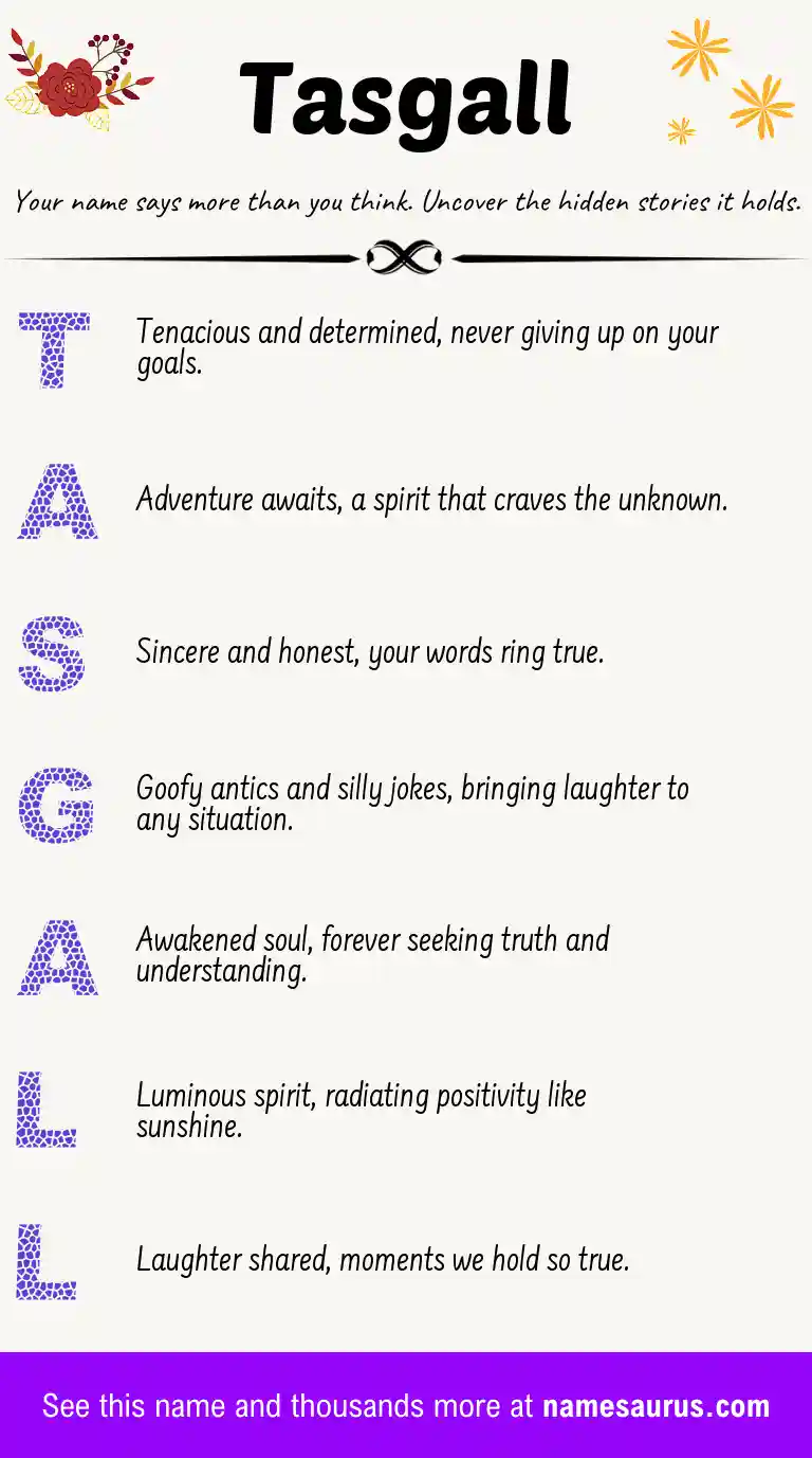 Acrostic poem about Tasgall.