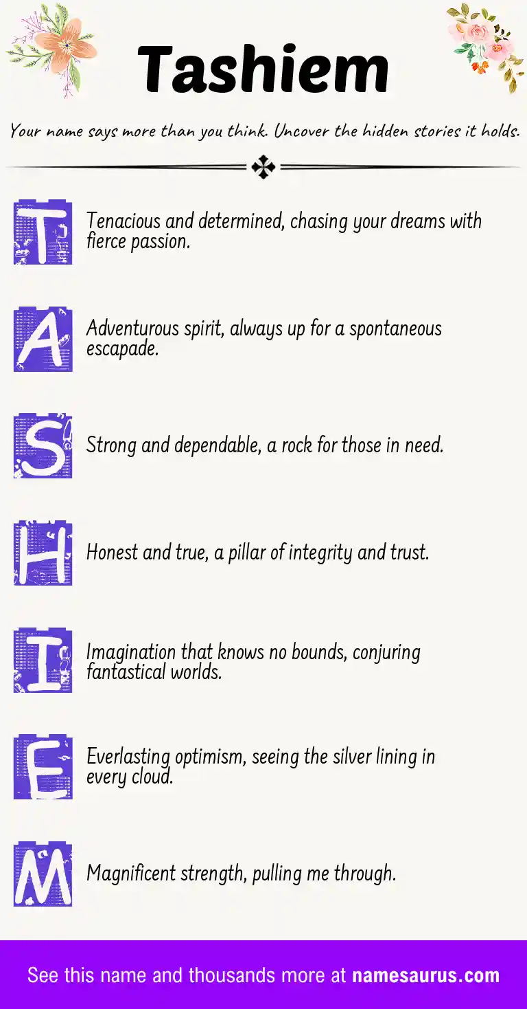 Acrostic poem about Tashiem.