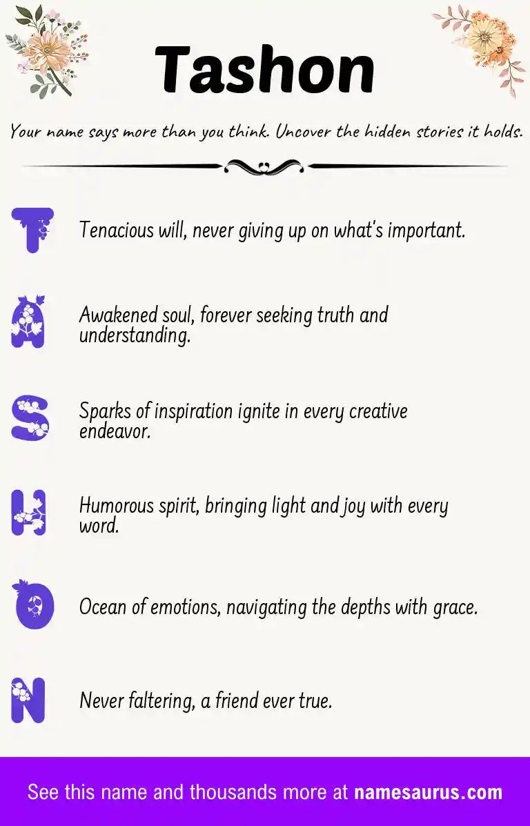 Acrostic poem about Tashon.