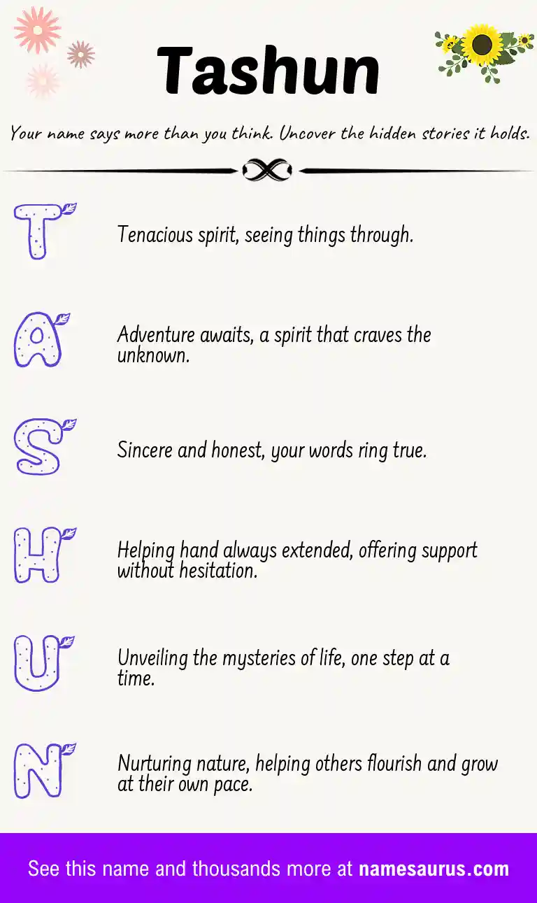 Acrostic poem about Tashun.