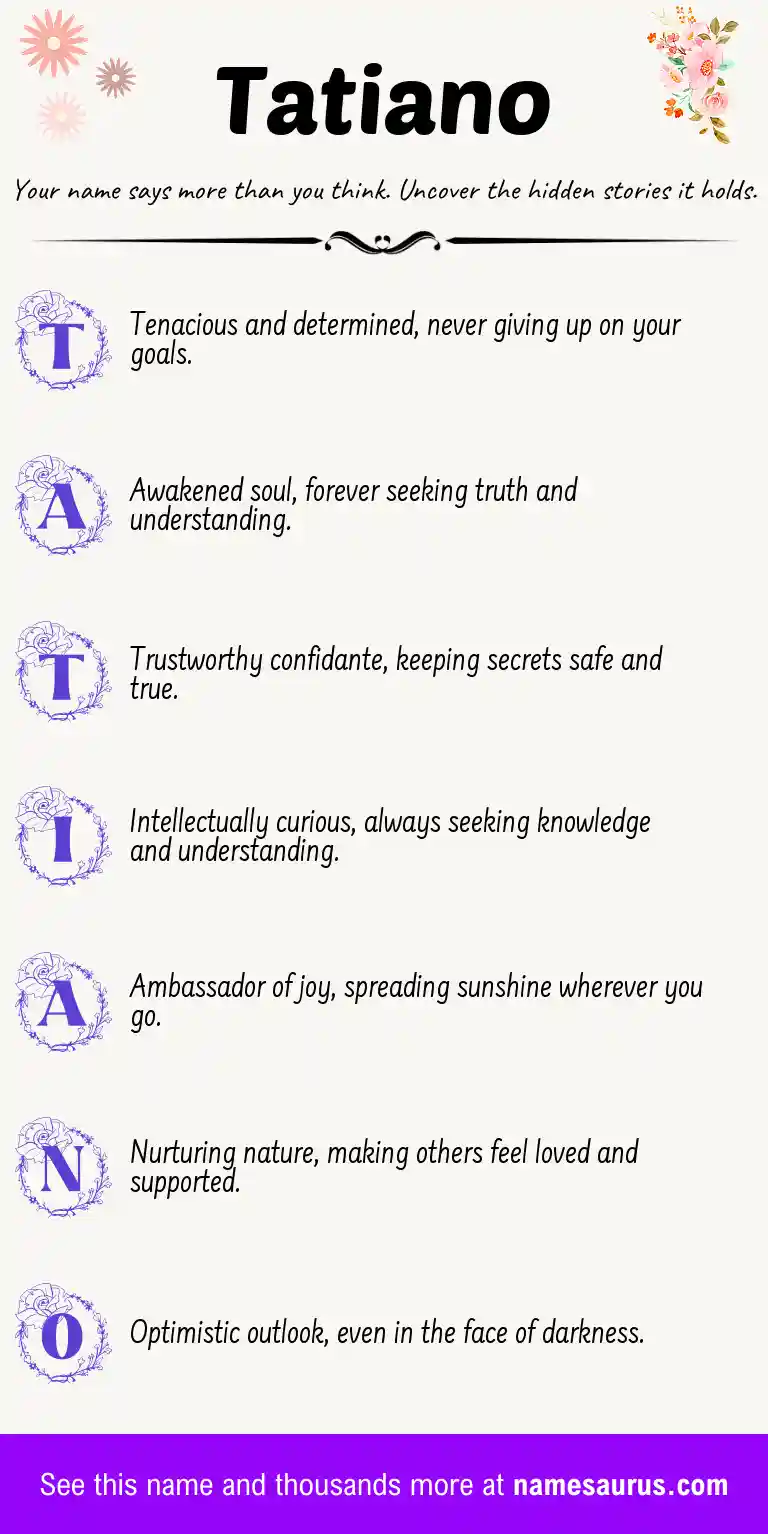 Acrostic poem about Tatiano.
