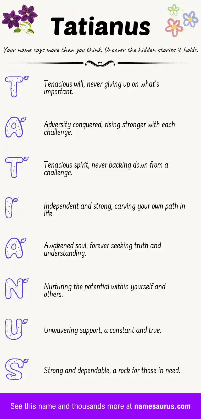 Acrostic poem about Tatianus.