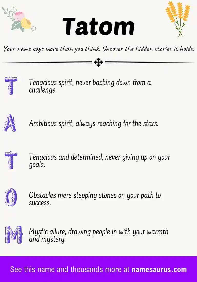 Acrostic poem about Tatom.