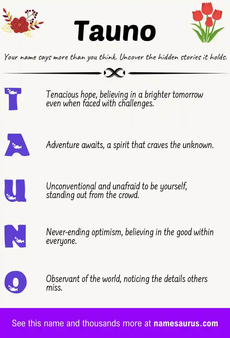 Acrostic poem about Tauno.