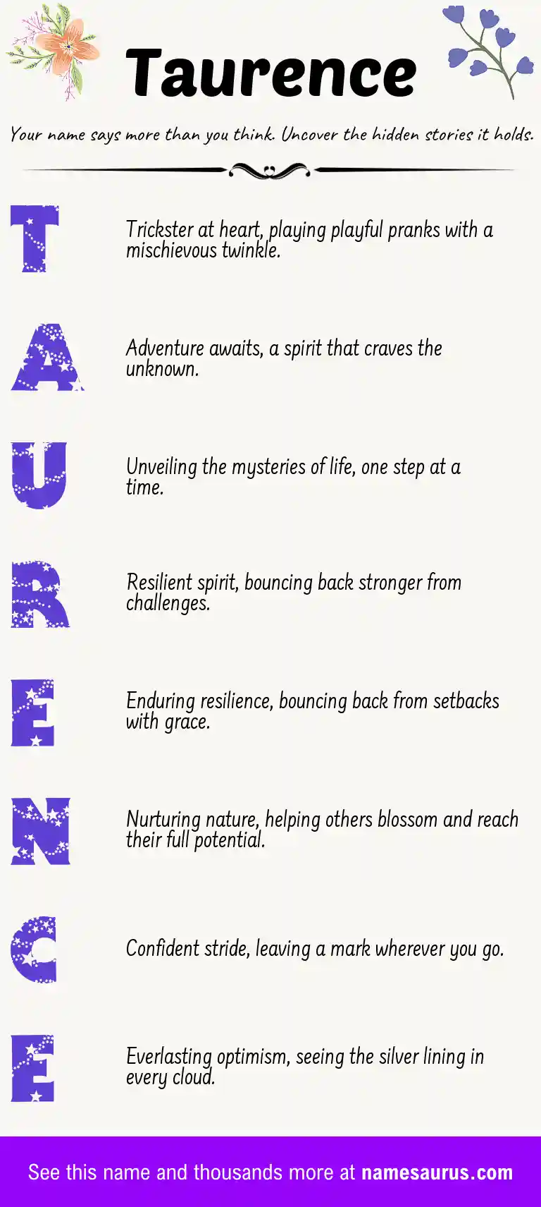 Acrostic poem about Taurence.