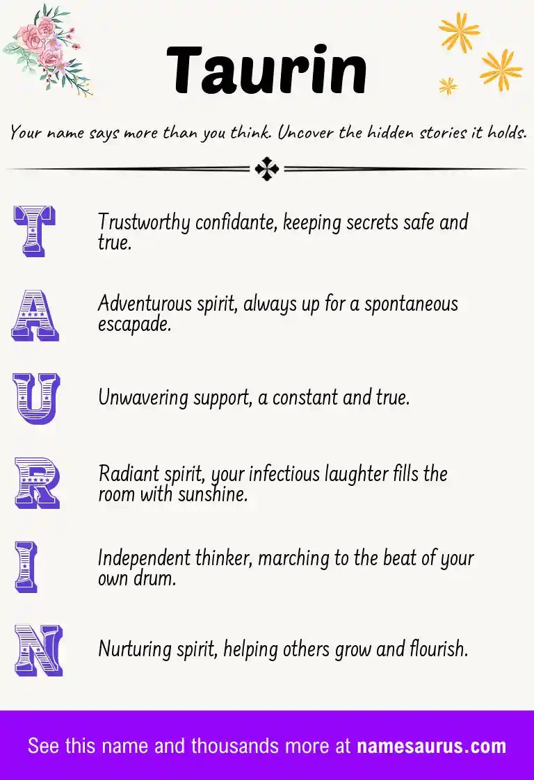 Acrostic poem about Taurin.