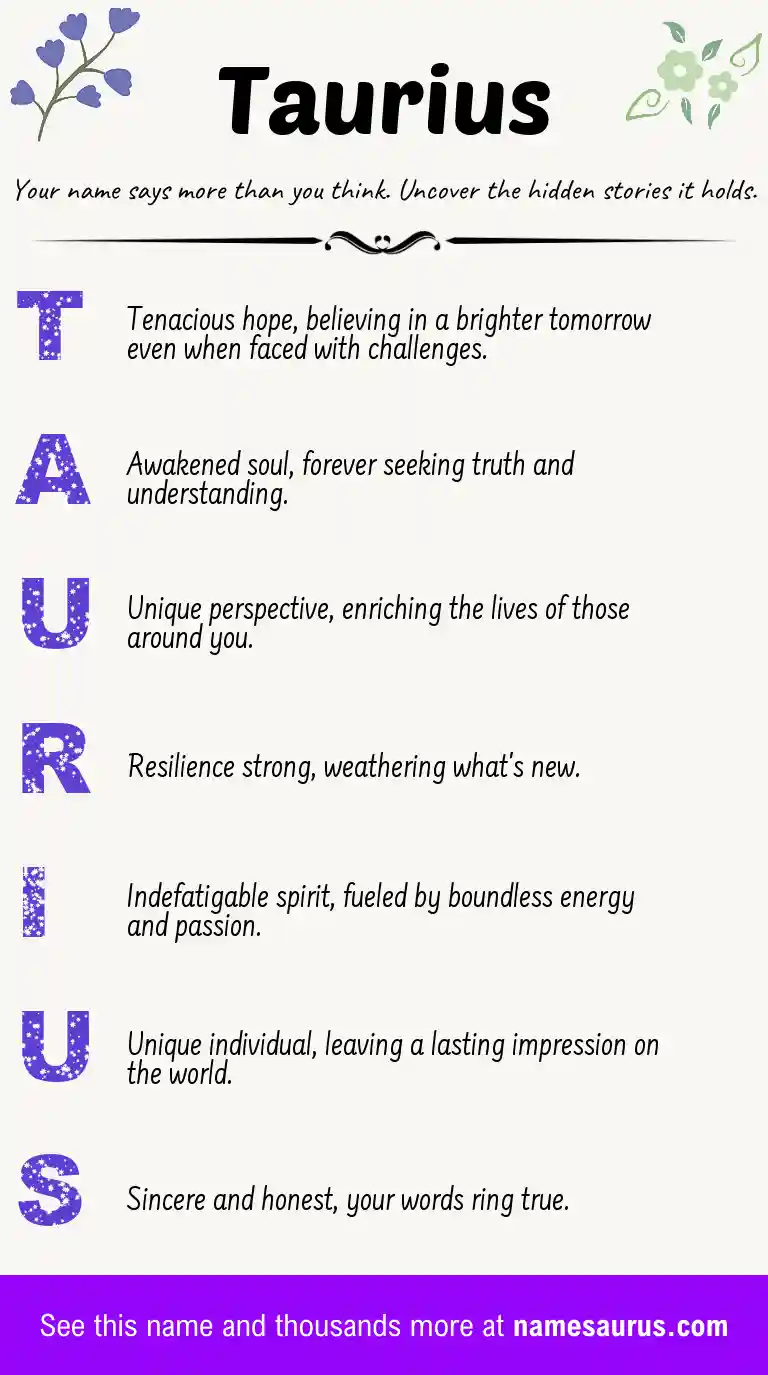 Acrostic poem about Taurius.
