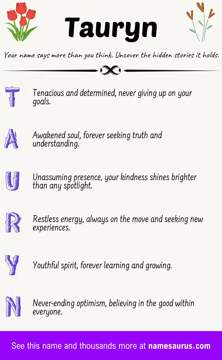 Acrostic poem about Tauryn.