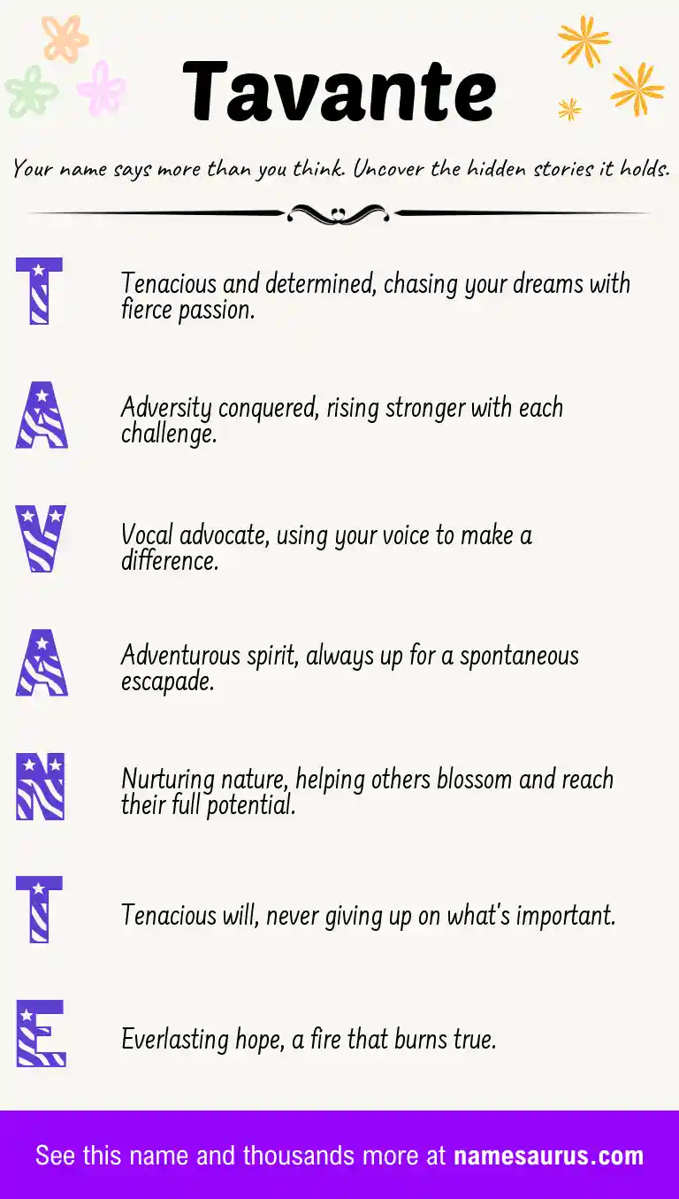 Acrostic poem about Tavante.
