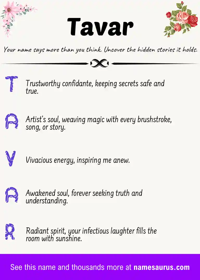 Acrostic poem about Tavar.