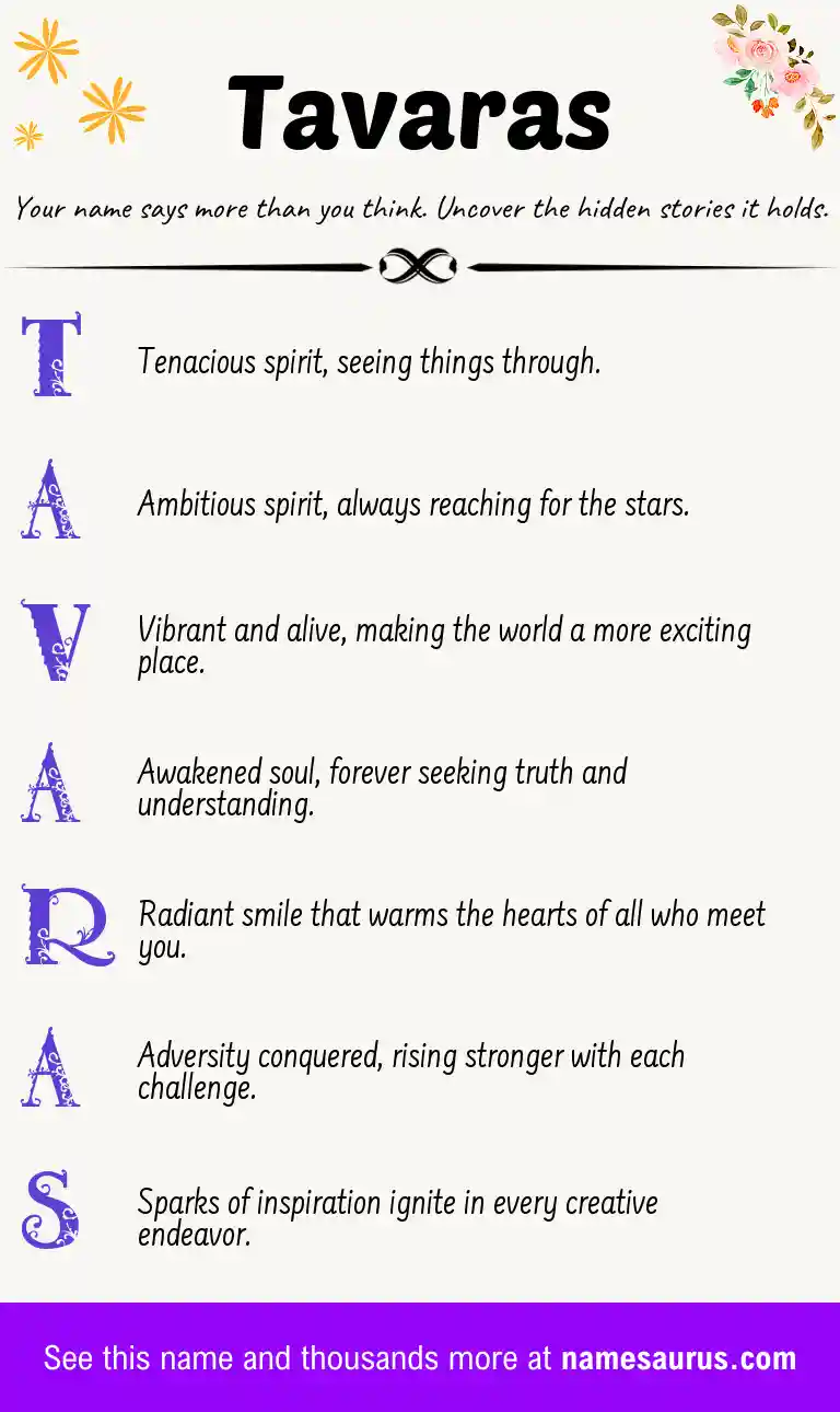 Acrostic poem about Tavaras.