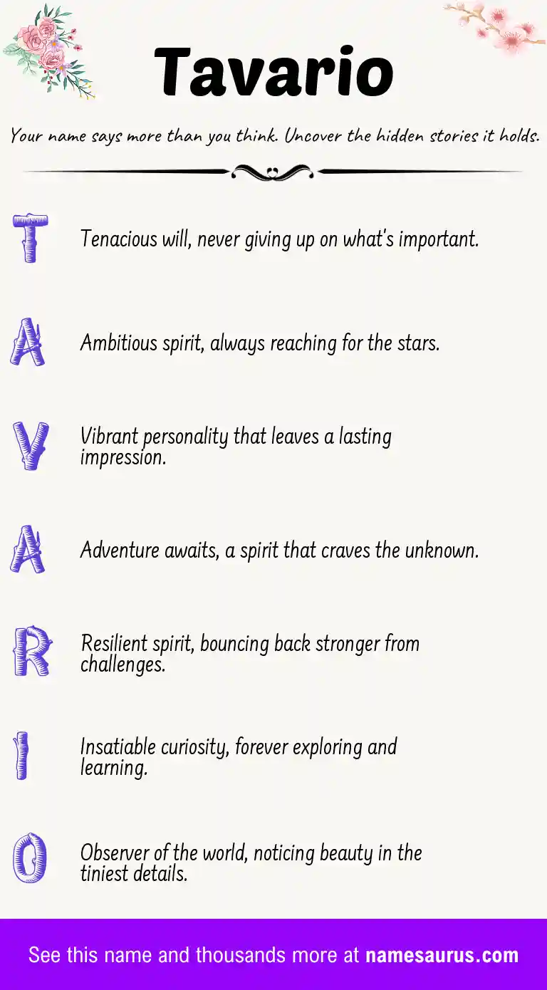 Acrostic poem about Tavario.