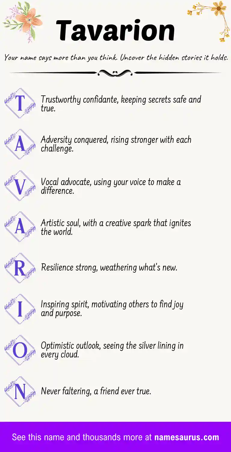 Acrostic poem about Tavarion.