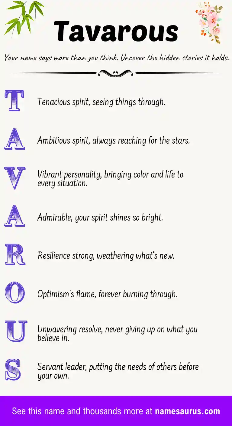 Acrostic poem about Tavarous.