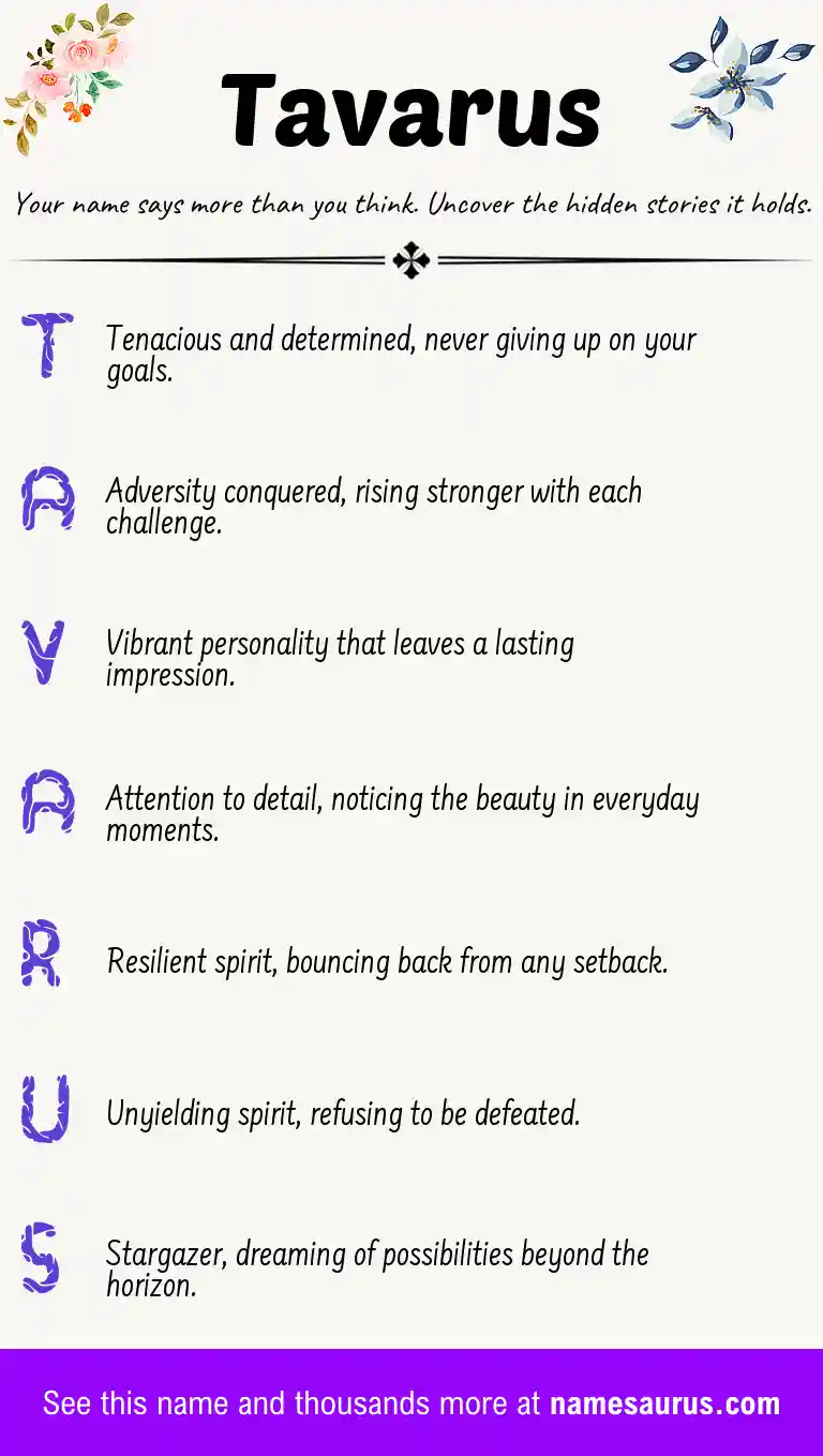 Acrostic poem about Tavarus.