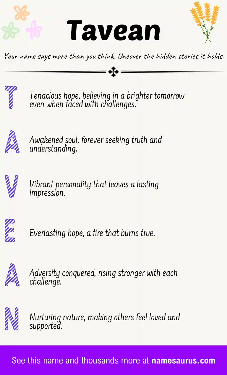 Acrostic poem about Tavean.