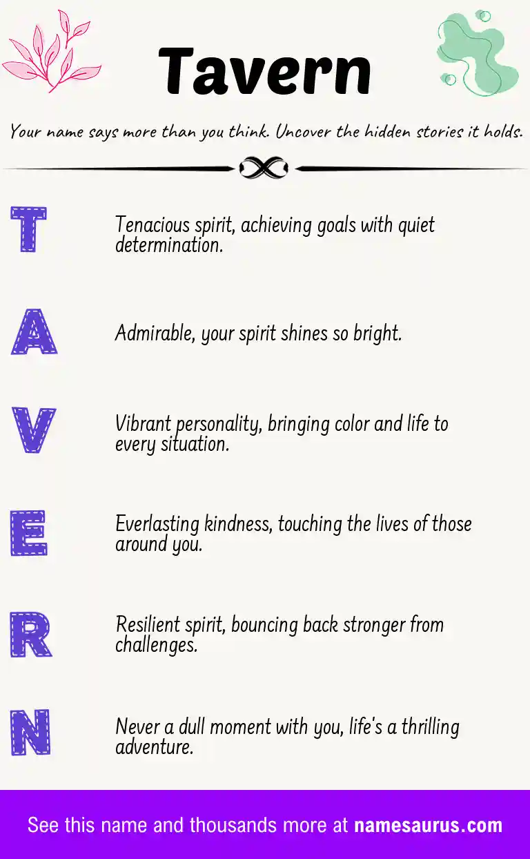 Acrostic poem about Tavern.